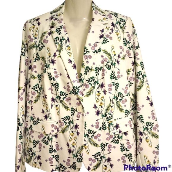 Liz Claiborne white blazer with floral print - Picture 1 of 10